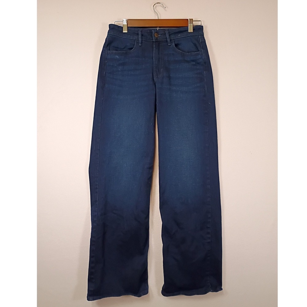 Classic Minimalist Old Navy Women 4 Blue High Rise Wow Wide Leg Dark Wash Jeans